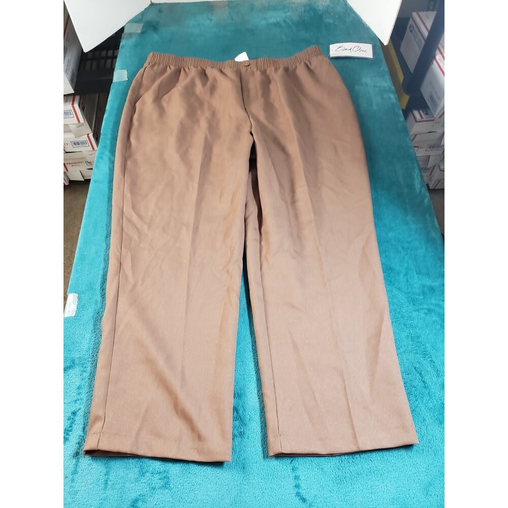 Bend Over Pants Size 20 W Petite Womens Brown Elastic Waist Ladies Ankle NWT